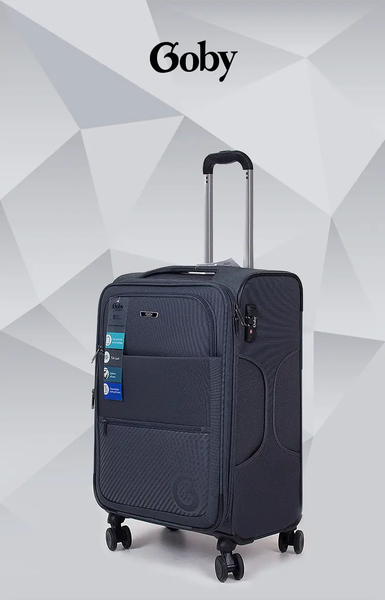 Goby London Fabric Travel Luggage Bag 10Kg Gray GB-3011 Display