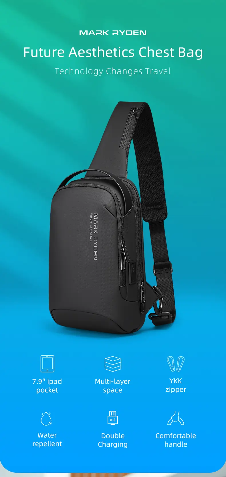 Mark Ryden Cross Body Bag Black MR7918 Future Aesthetics Chest Bag