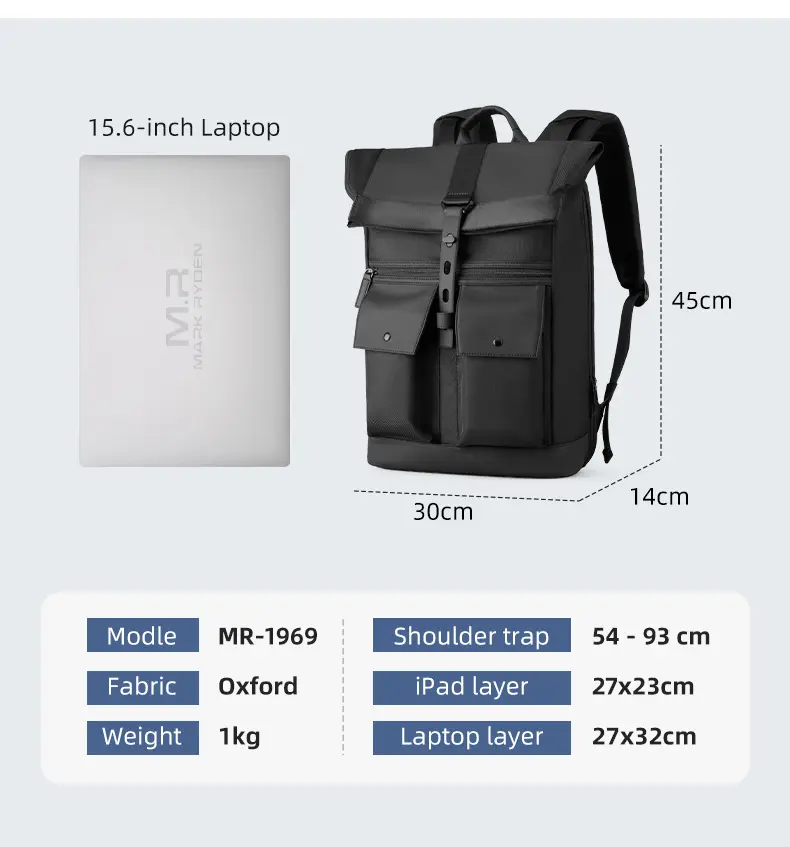 Mark Ryden Laptop Backpack Black MR1696 Features