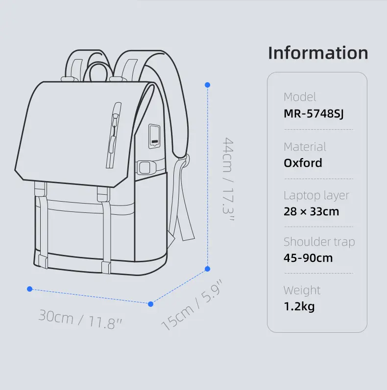 Mark Ryden Laptop Backpack Black MR5748SJ Information