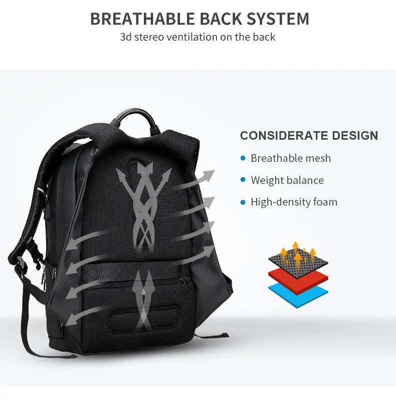 Mark Ryden Laptop Backpack Black MR7080D Breathable Back System