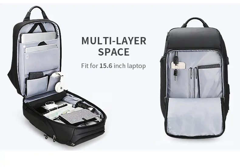 Mark Ryden Laptop Backpack Black MR7080D Multi-Layer Space