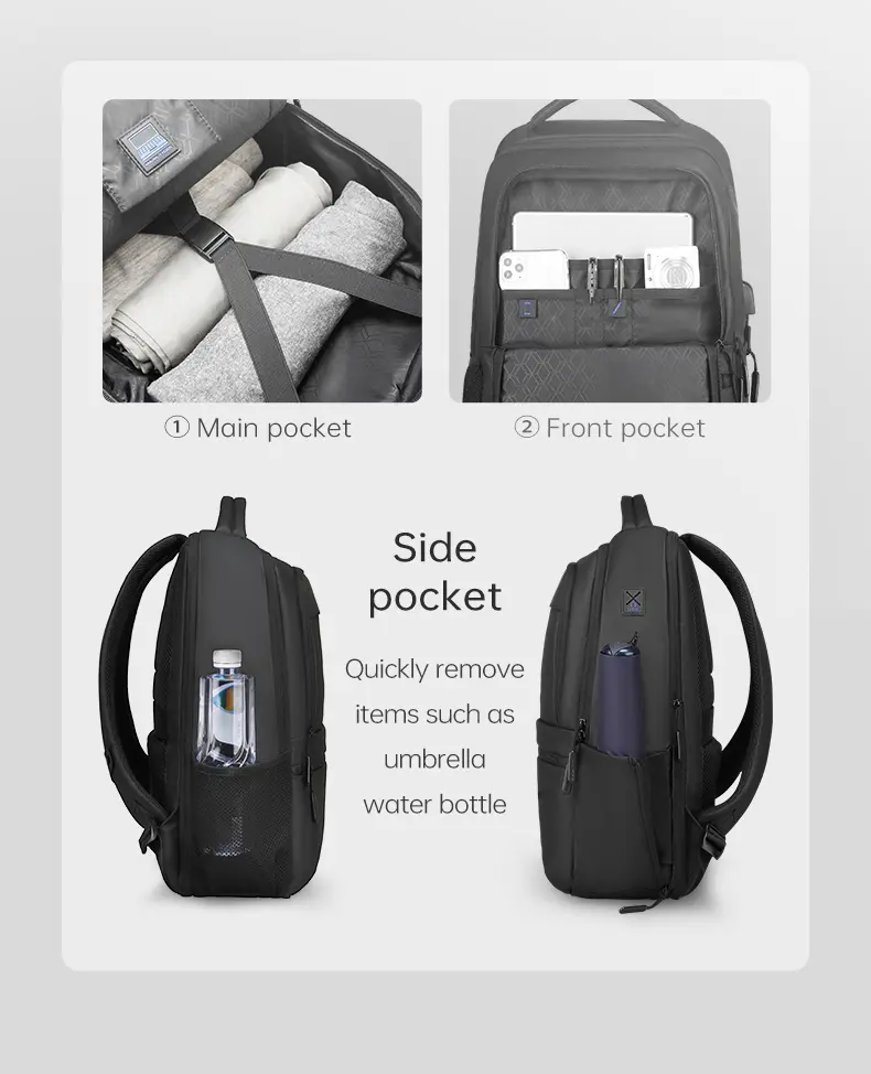 Mark Ryden Laptop Backpack Black MR9103SJ Side Pocket