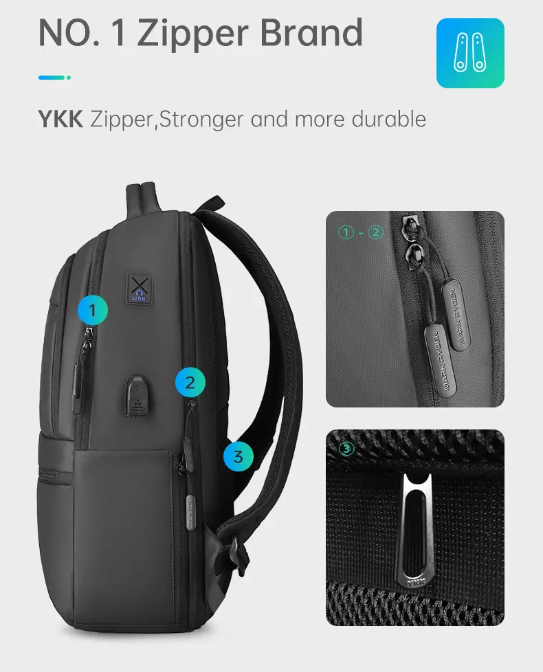 Mark Ryden Laptop Backpack Black MR9103SJ Zipper Brand
