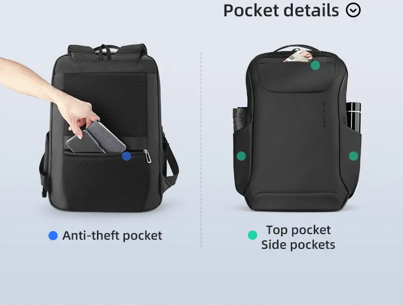 Mark Ryden Laptop Backpack Black MR9111 Pocket Details