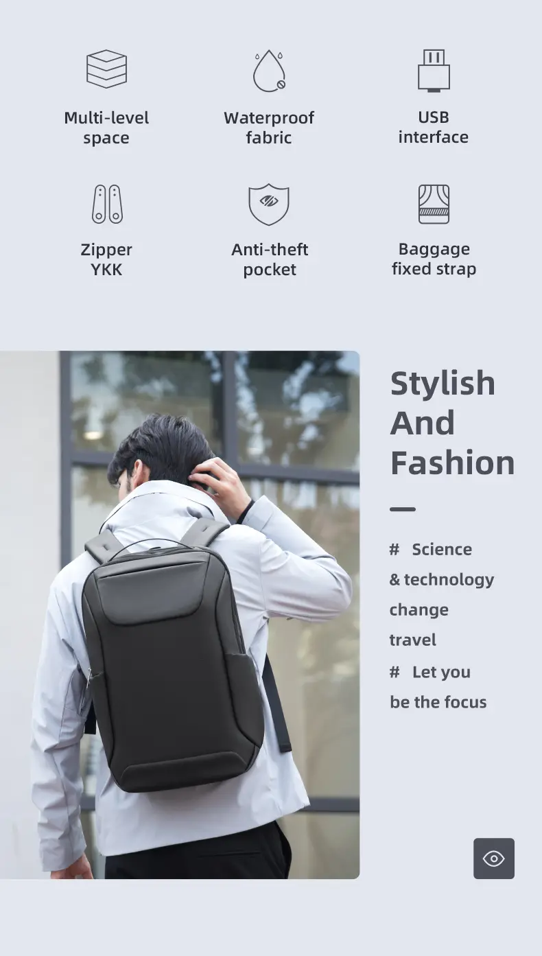 Mark Ryden Laptop Backpack Black MR9111 Stylish And Fashion