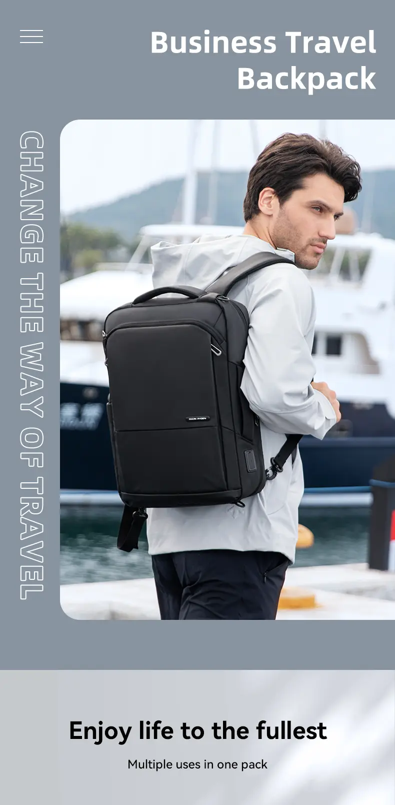 Mark Ryden Laptop Backpack Black MR9533SJ Business Travel Backpack