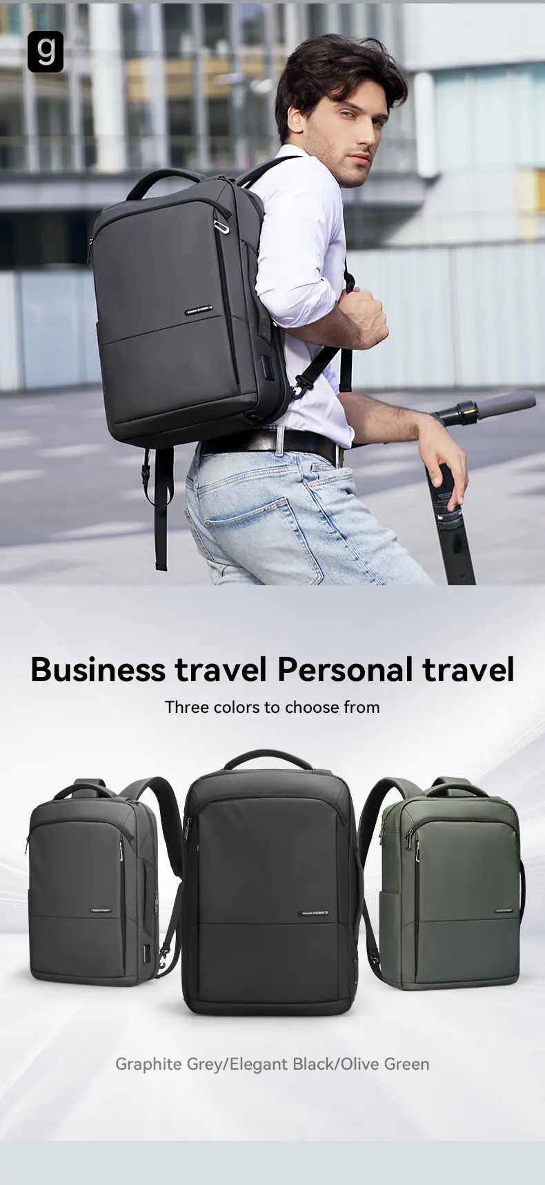 Mark Ryden Laptop Backpack Black MR9533SJ Business Travel and Personal Travel