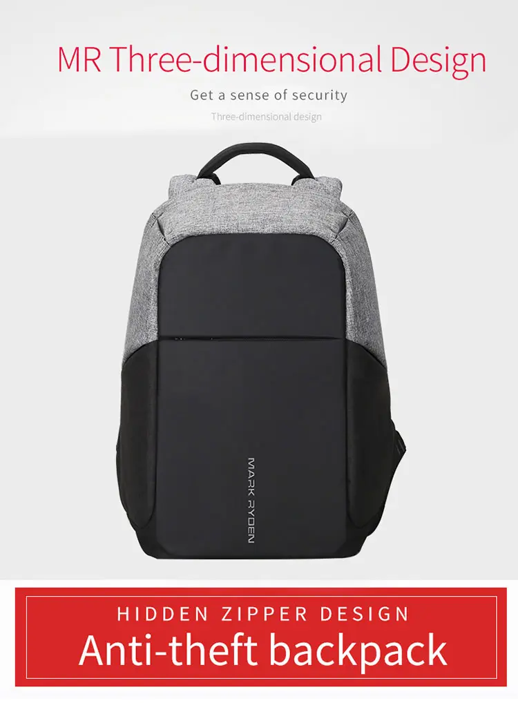 Mark Ryden Laptop Backpack Elite Gray MR5815 Three-dimensional Design