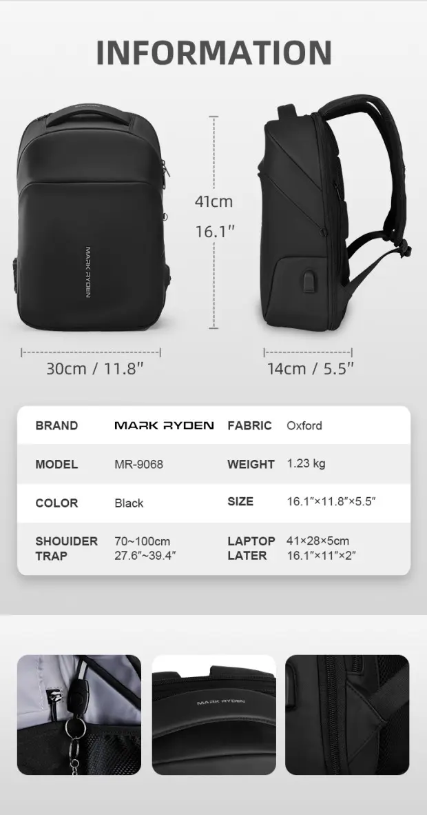 Mark Ryden laptop Backpack Black MR9068YY Information