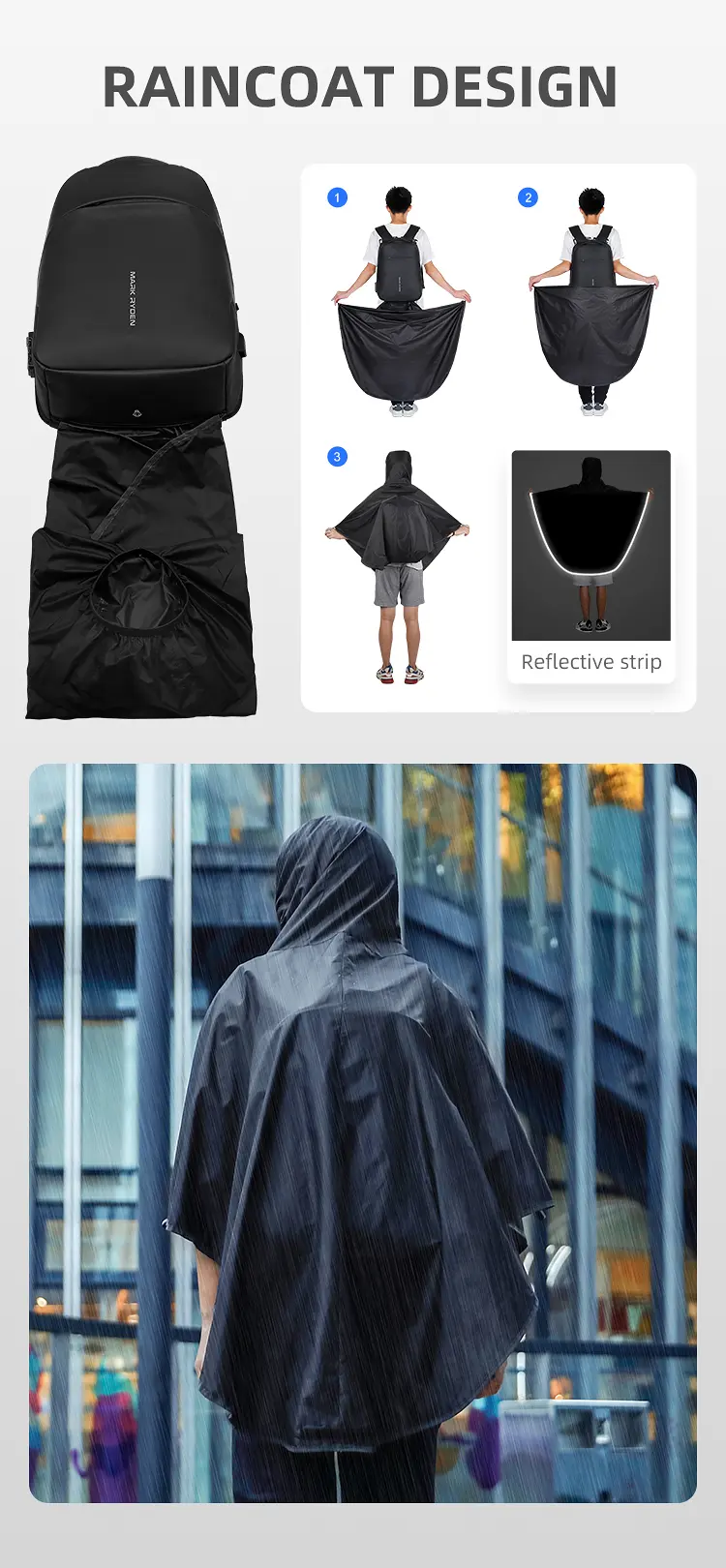 Mark Ryden laptop Backpack Black MR9068YY Raincoat Design