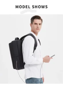 Classic Smart Laptop Backpack Black product information - model shows