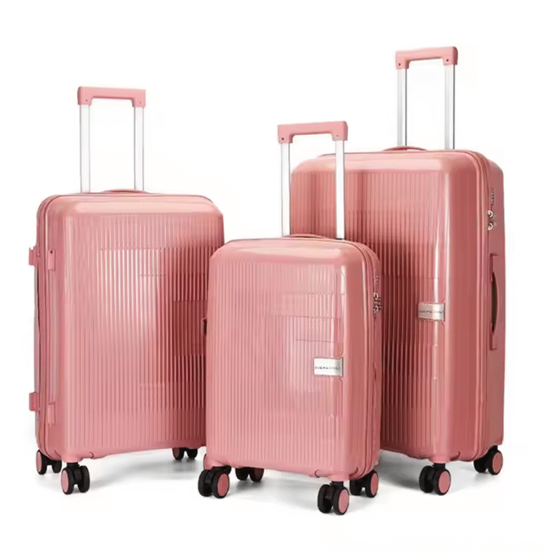 New Fashion Polypropylene Travel Luggage Full Set Color Pink