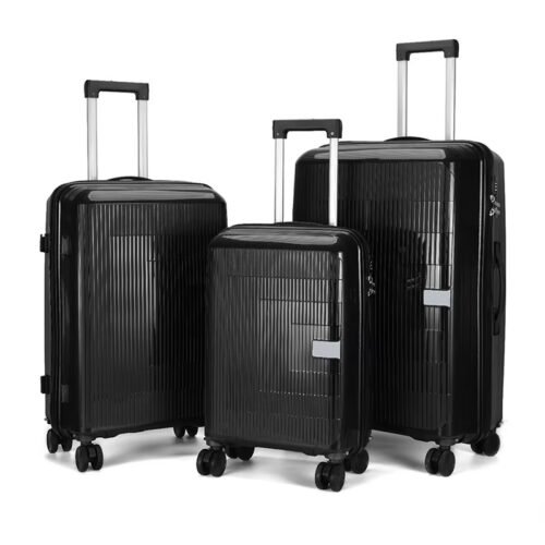New Fashion Polypropylene Travel Luggage Full Set Color Black - Image 1